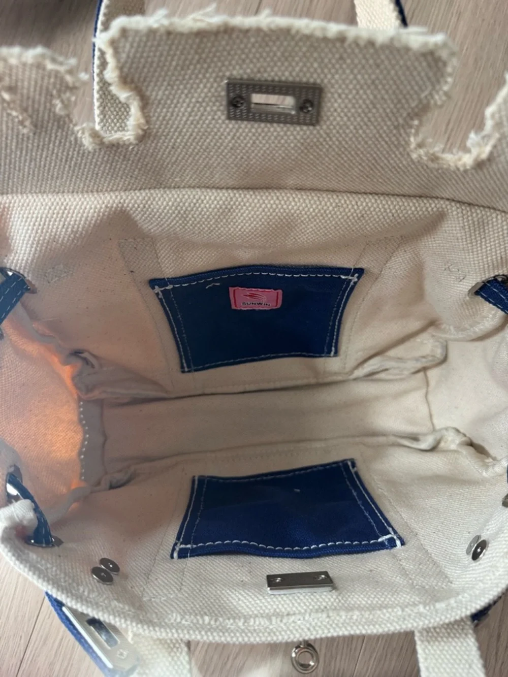Mini “Boatkin” Canvas Tote with Navy Trim - Picture 10 of 12